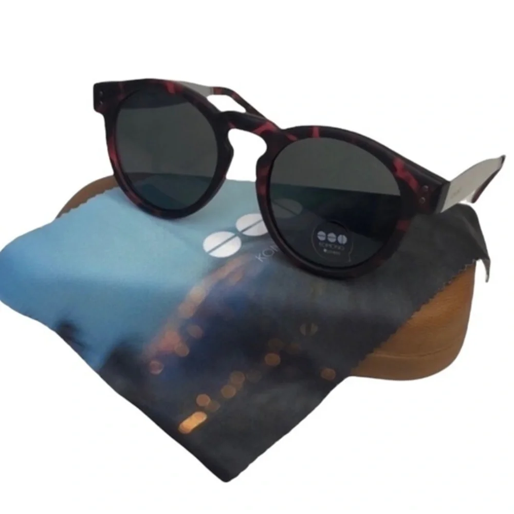 KOMONO Sunglasses Clement Metal Tortoise Silver Red Black Round NEW